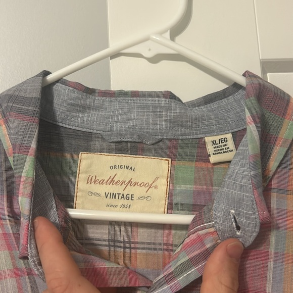 Lightweight Weatherproof Button Down Multicolored bright flannel pattern - Picture 3 of 4